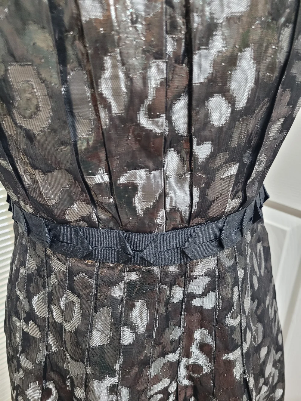 Tory Burch Rennie Black and Silver Metallic Animal-Print Cocktail Dress